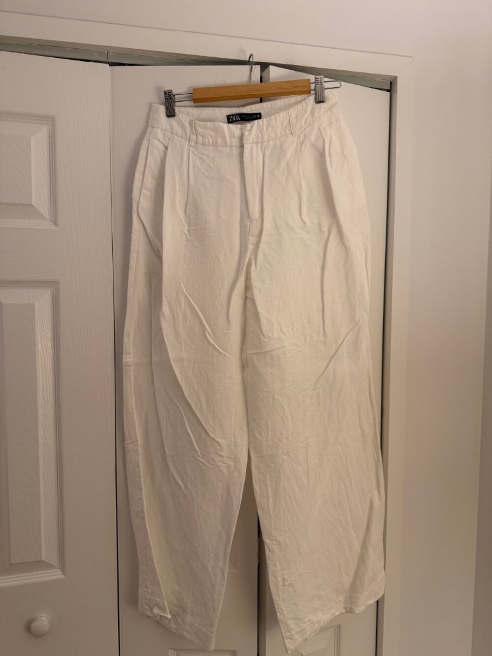 Zara White Linen Trousers Size S